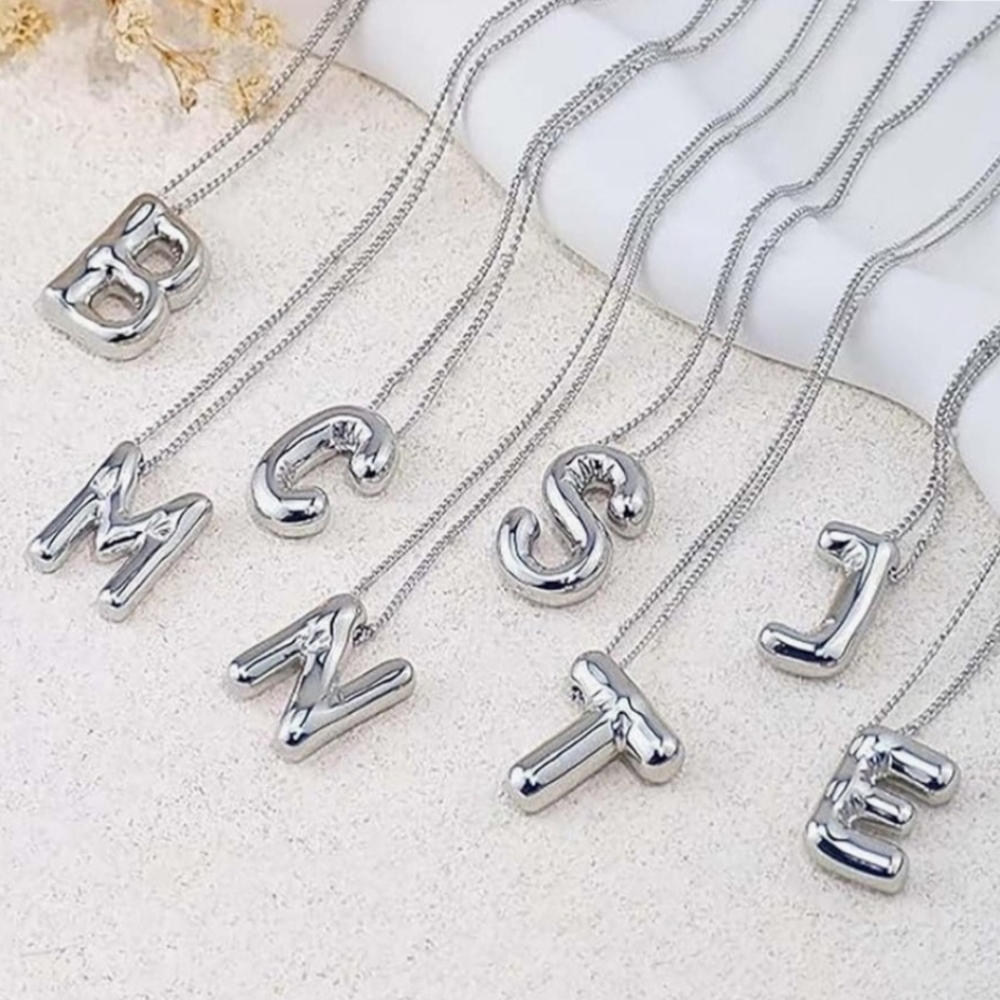 14KT Gold Plated Initial Bubble Letter Necklace NWT